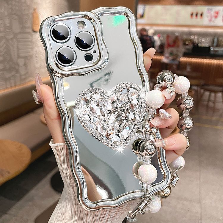 Θήκη iPhone με ασημένια καρδιά από στρας