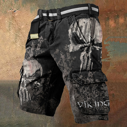 Męskie szorty cargo Retro Viking Totem Art