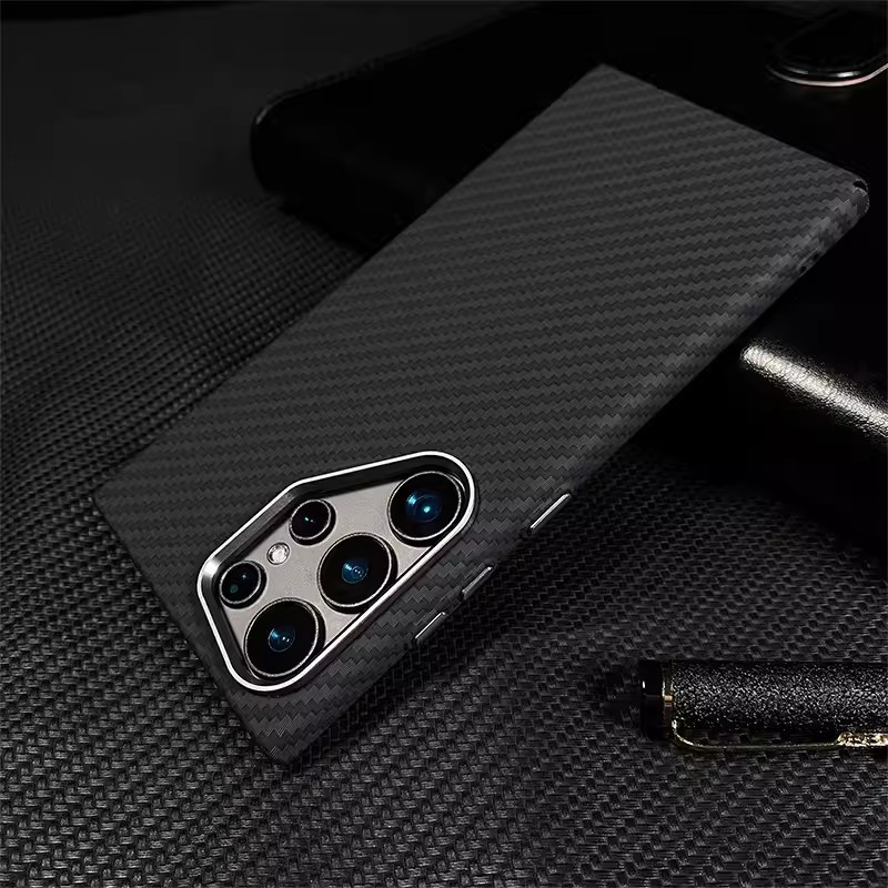 Capa de telefone texturizada magnética de Kevlar para Samsung Galaxy S23/S24 Ultra