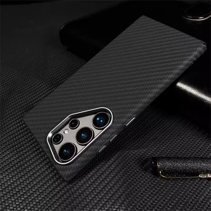 Capa de telefone texturizada magnética de Kevlar para Samsung Galaxy S23/S24 Ultra