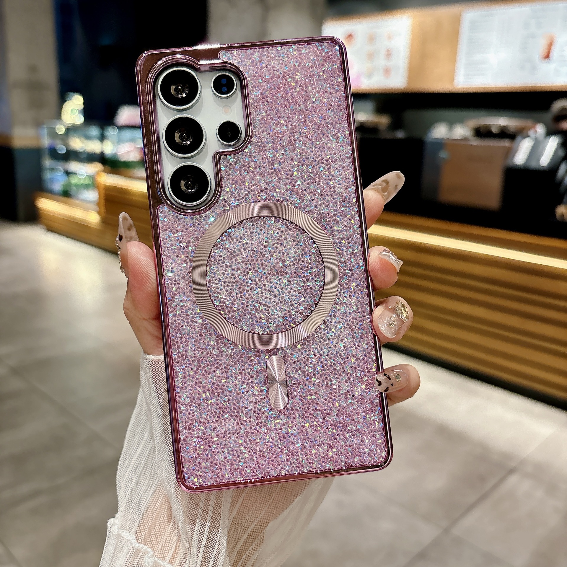 Ins Hot Sale Luxury Diamond Glitter Μαγνητική θήκη τηλεφώνου Samsung