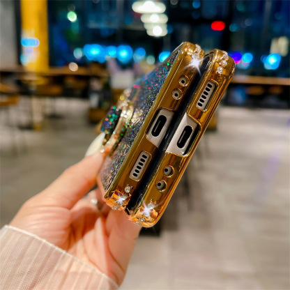 Husă pentru telefon inel placată cu stras cu sclipici pentru Samsung Galaxy Flip4 Flip3