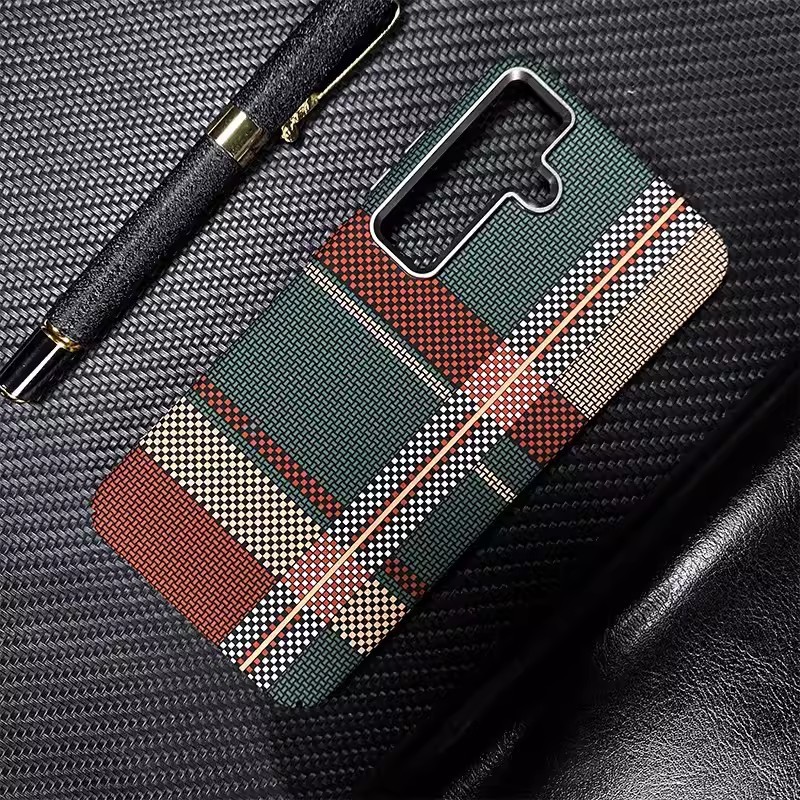 Capa de telefone texturizada magnética de Kevlar para Samsung Galaxy S23/S24 Ultra