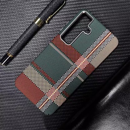 Capa de telefone texturizada magnética de Kevlar para Samsung Galaxy S23/S24 Ultra