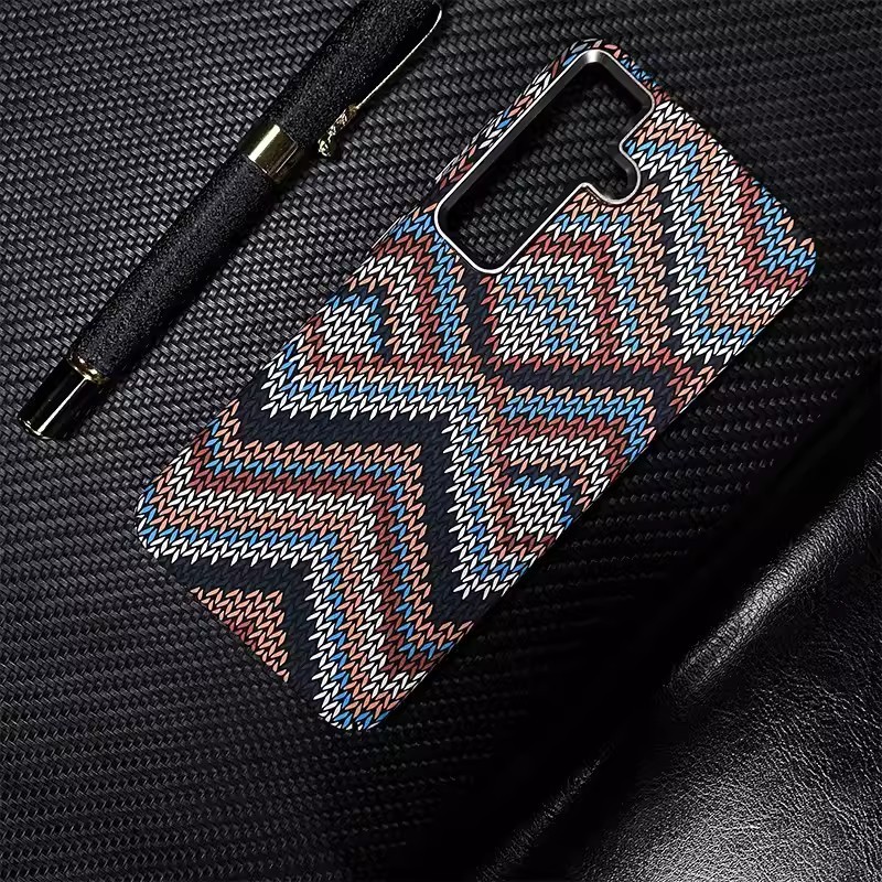 Capa de telefone texturizada magnética de Kevlar para Samsung Galaxy S23/S24 Ultra