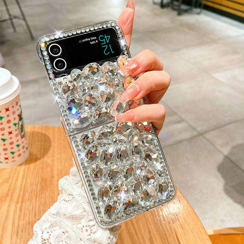 Πολυτελής διαφανής θήκη τηλεφώνου Rhinestone για Samsung Galaxy Z Flip3 Flip4 5G