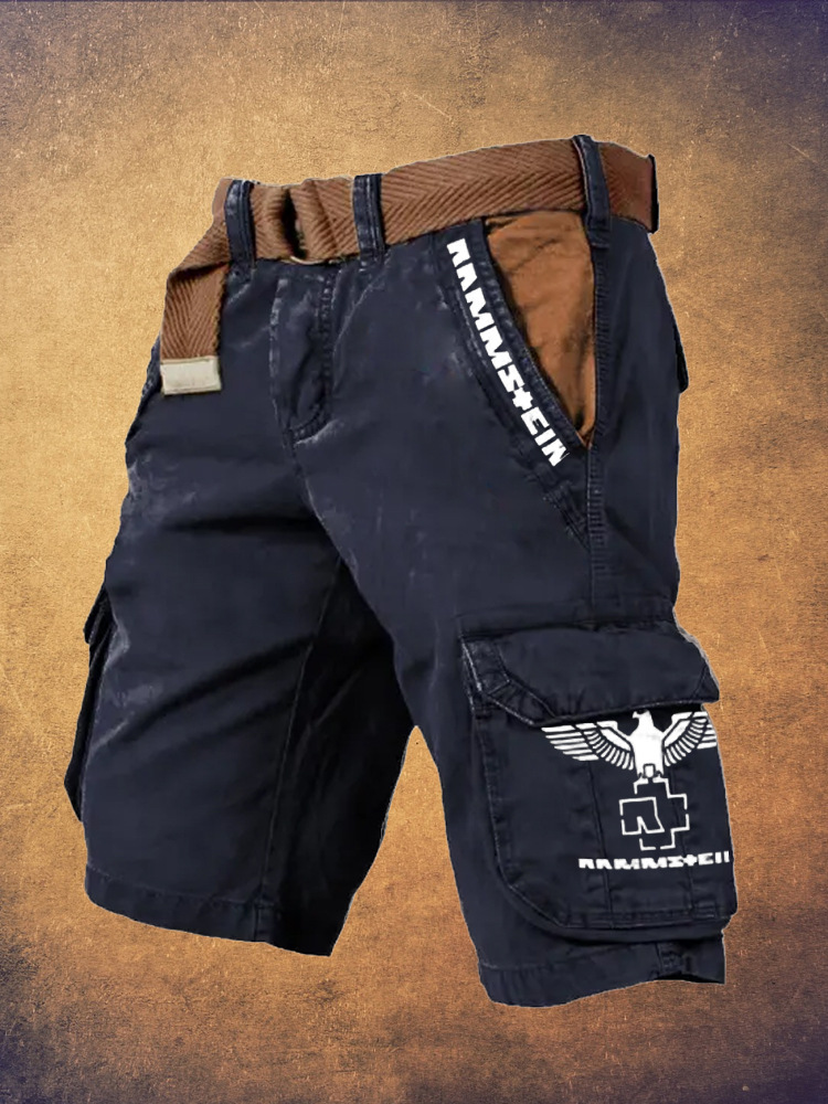 Pantaloni scurți cargo retro pentru bărbați cu design totem viking