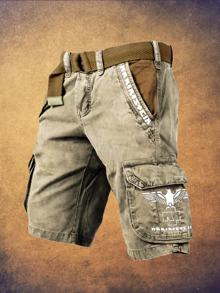 Pantaloni scurți cargo retro pentru bărbați cu design totem viking
