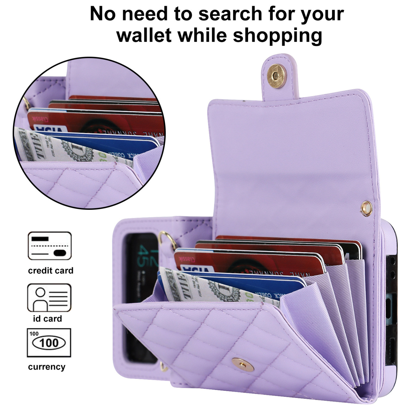 Husa De Telefon De Lux Cu Suport Card De Piele Cu Lant Pentru Samsung Galaxy Z Flip3 Flip4 5G