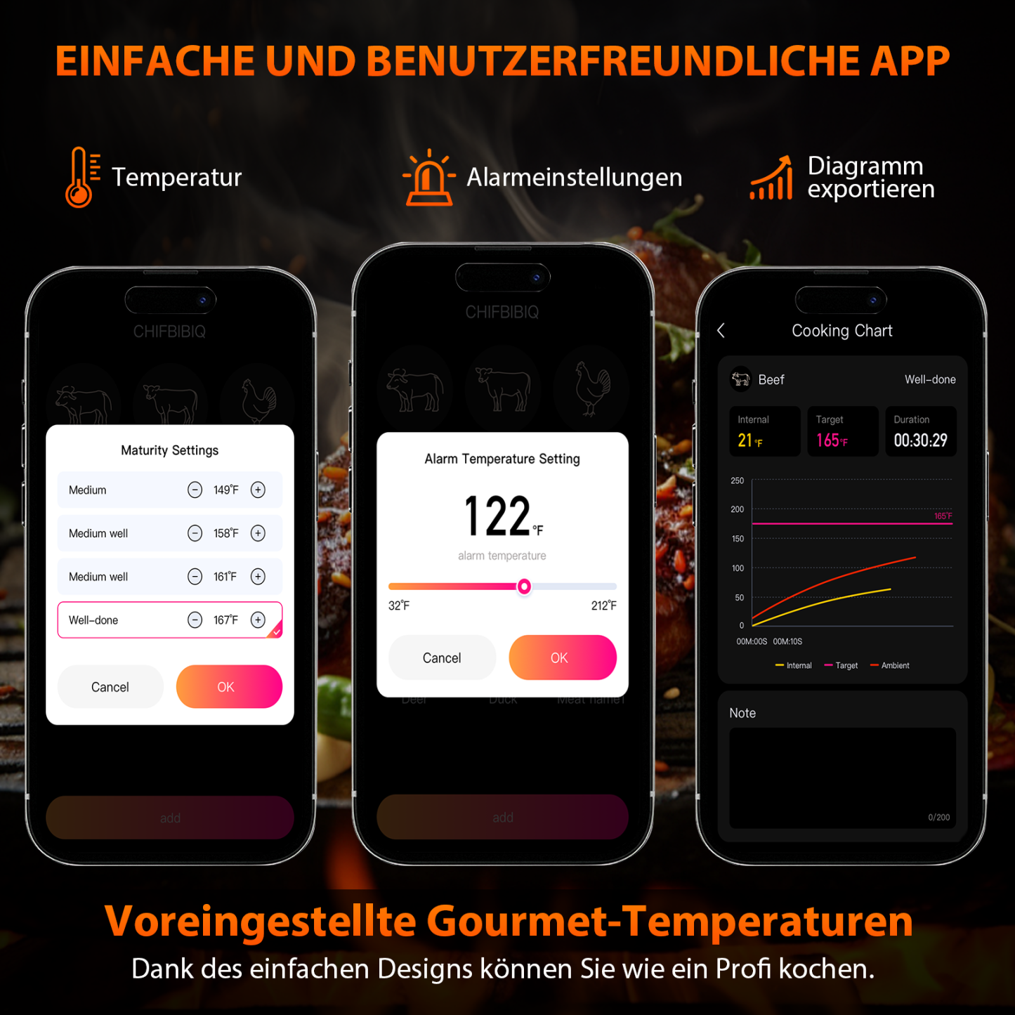 Grillpar BQ-60 – Kabelloses Bluetooth-Thermometer für Steak, Räuchern und Grillen