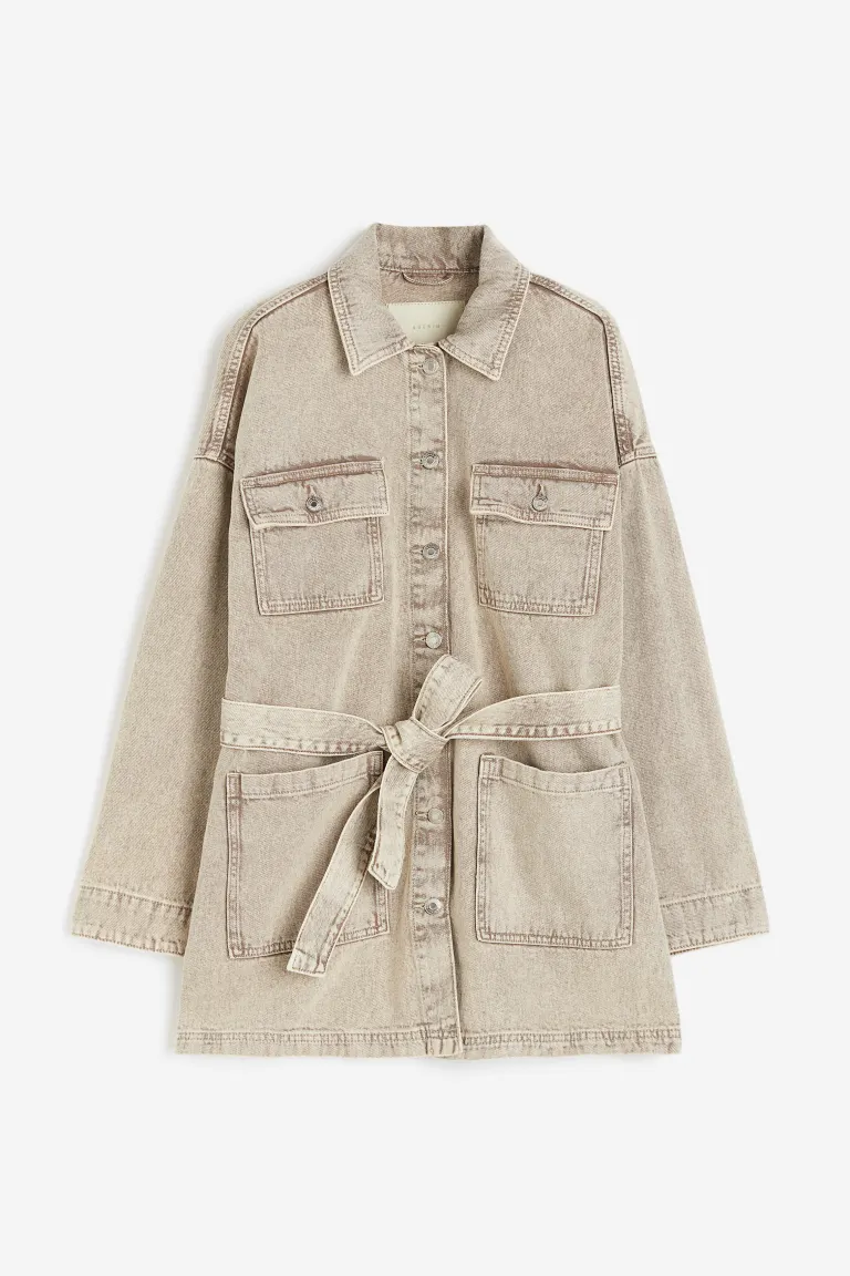 Veste en jean à ceinture nouée