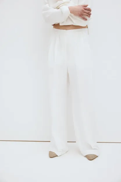 Pantalon habillé en lin mélangé