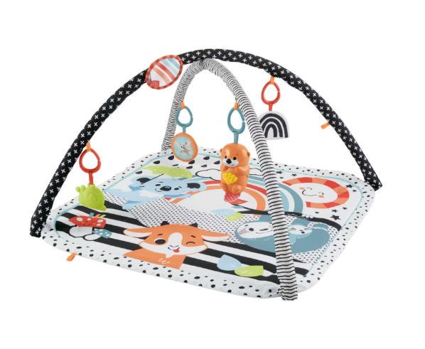 Fisher-price-palestrina luci e suoni degli amici animali 3 in 1, tappetino attività per il gioco a pancia in su o distesi sul pancino, giocattolo per neonati 0+ mesi, hbp41