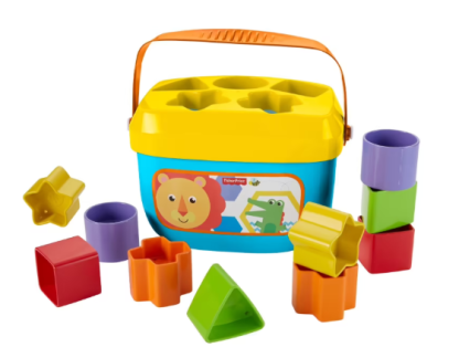 Fisher-price, secchiello con cercaforme, 10 blocchi assortiti, bambini 6 mesi+