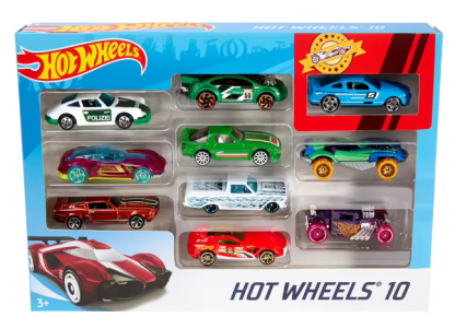 Hot wheels- confezione da 10 macchinine in scala 1:64, veicoli assortiti con decorazioni mozzafiato, 3+anni