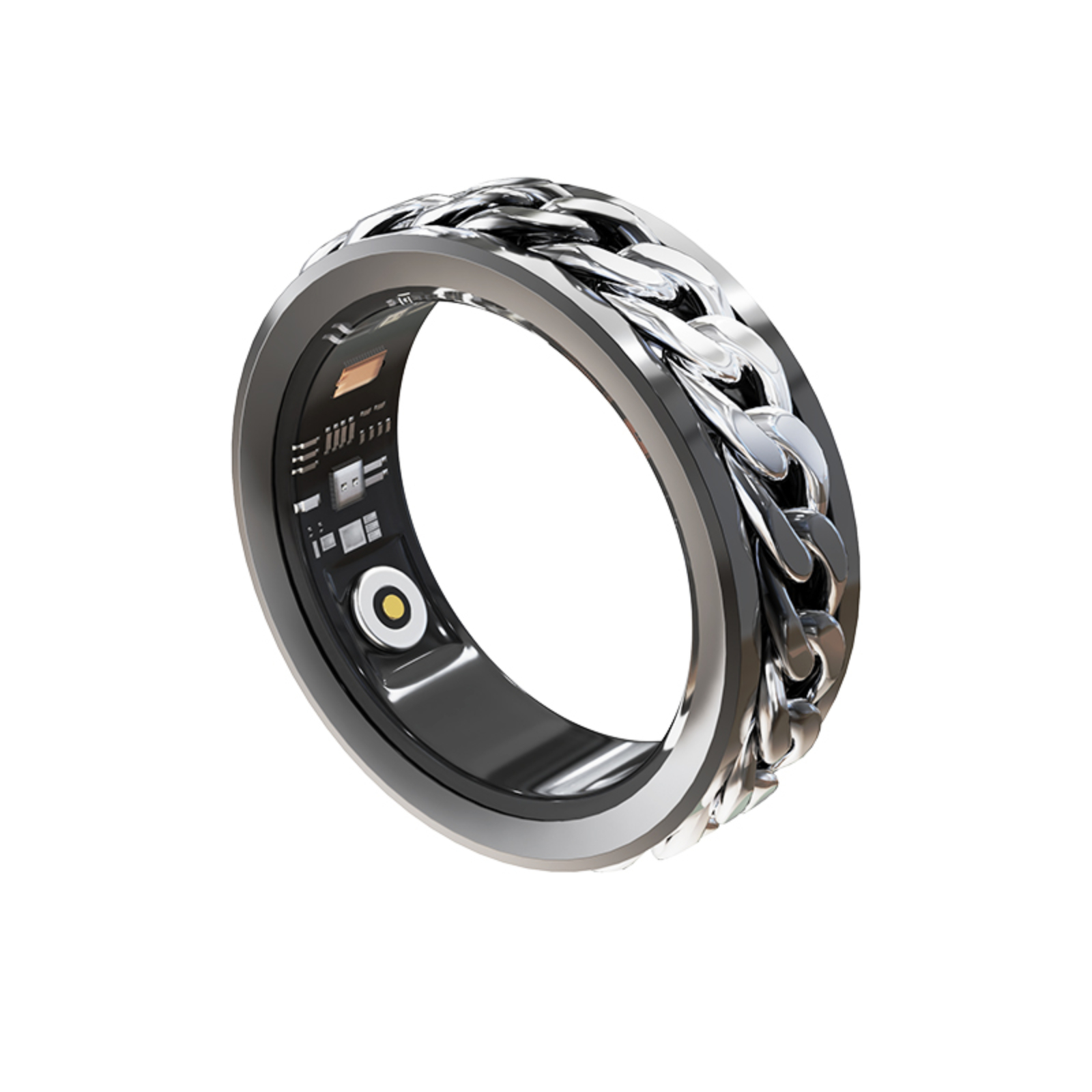 PANGUMART Rotating Stress Relief Men's Trendy Heart Rate Blood Oxygen Health Monitoring Smart Ring