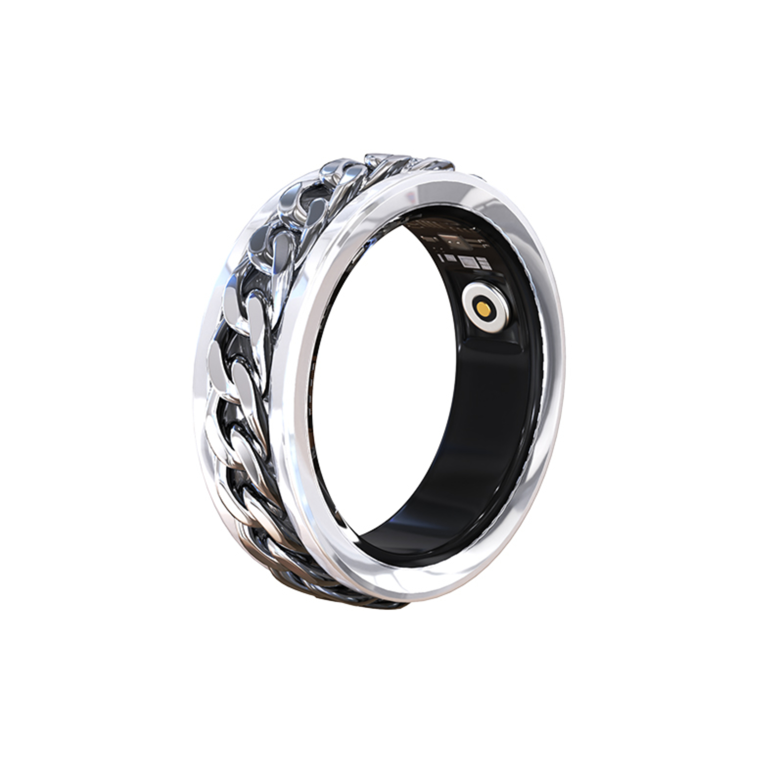 PANGUMART Rotating Stress Relief Men's Trendy Heart Rate Blood Oxygen Health Monitoring Smart Ring