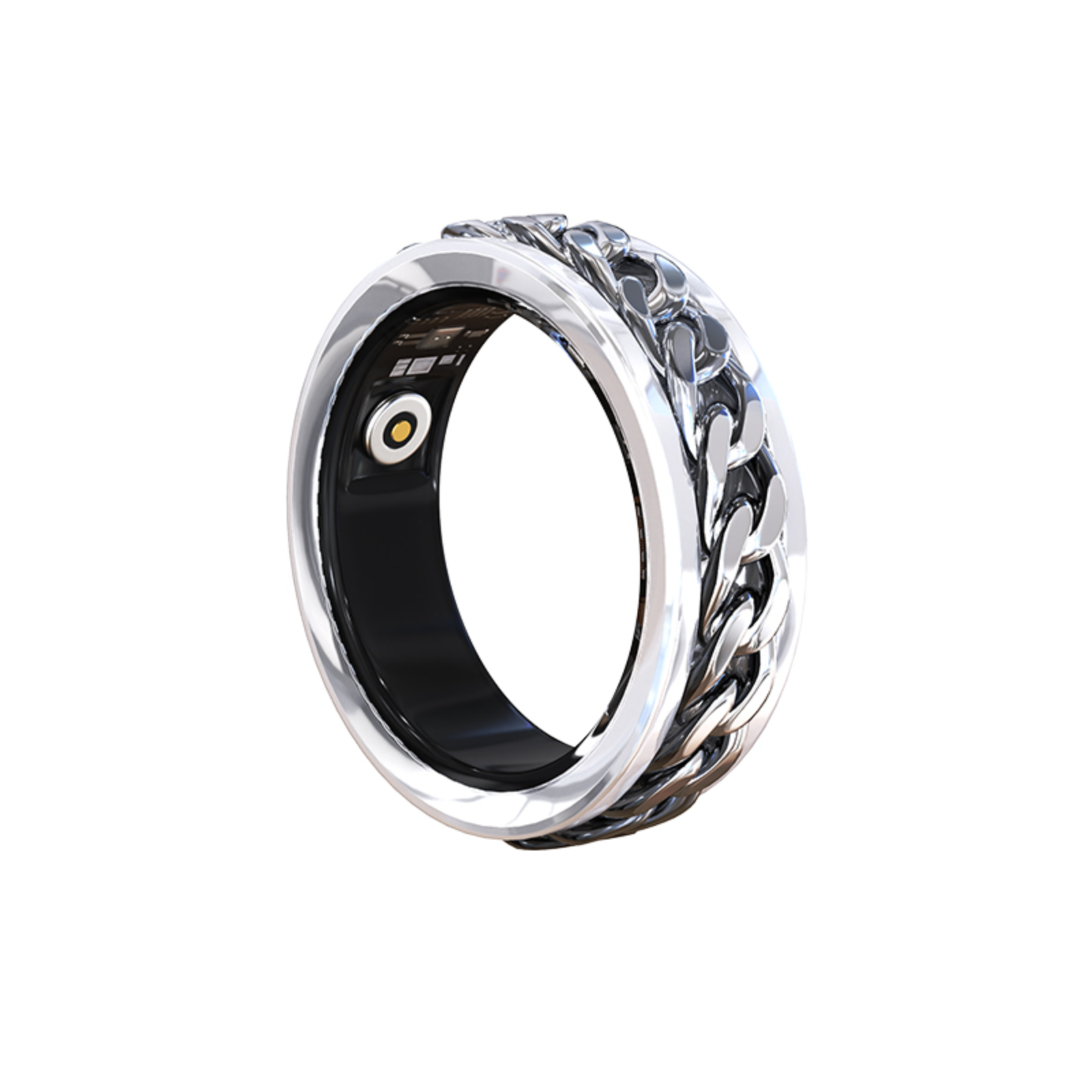 PANGUMART Rotating Stress Relief Men's Trendy Heart Rate Blood Oxygen Health Monitoring Smart Ring