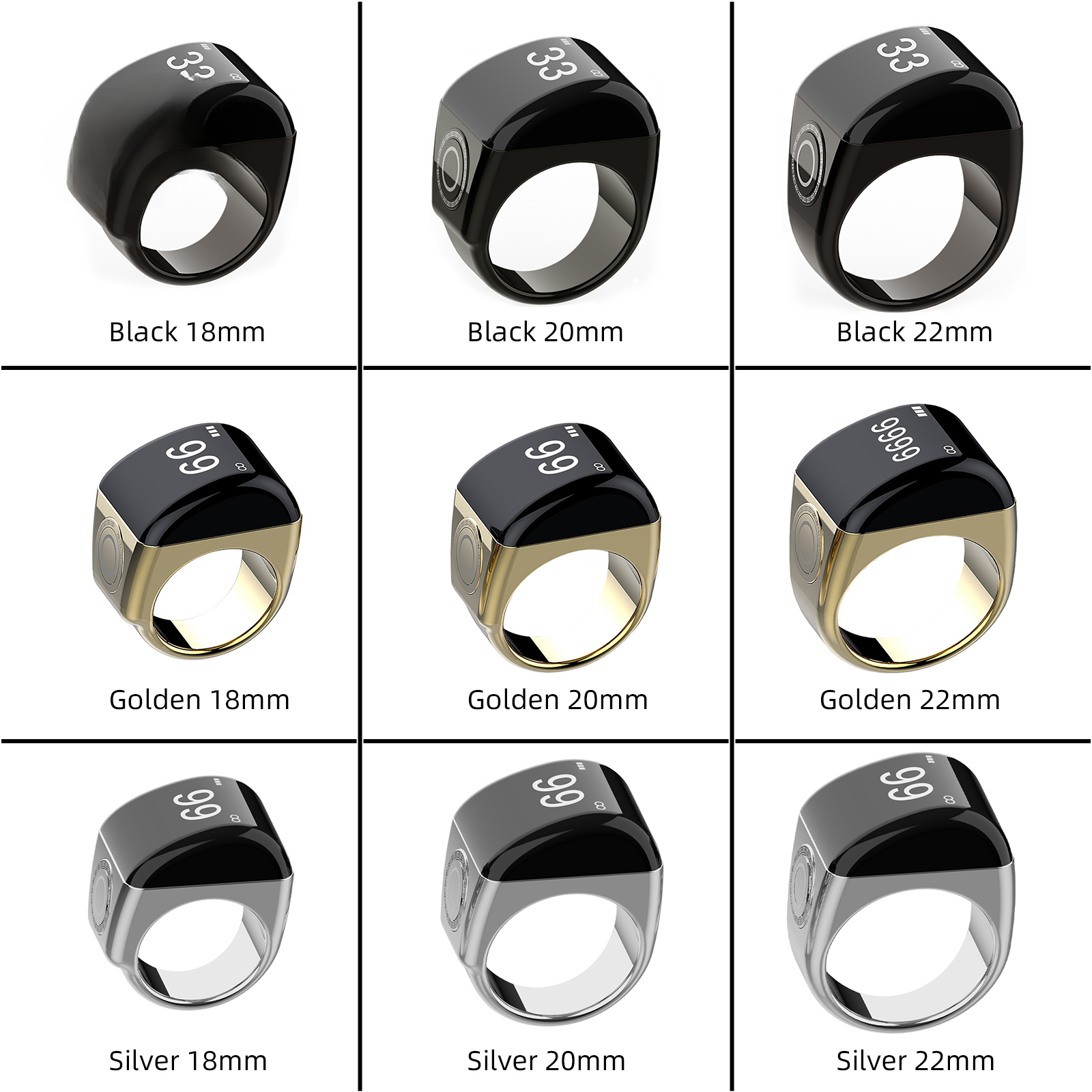 PANGUMART Zinc Alloy Counter with Charging Compartment Bluetooth APP Connection Smart Ring