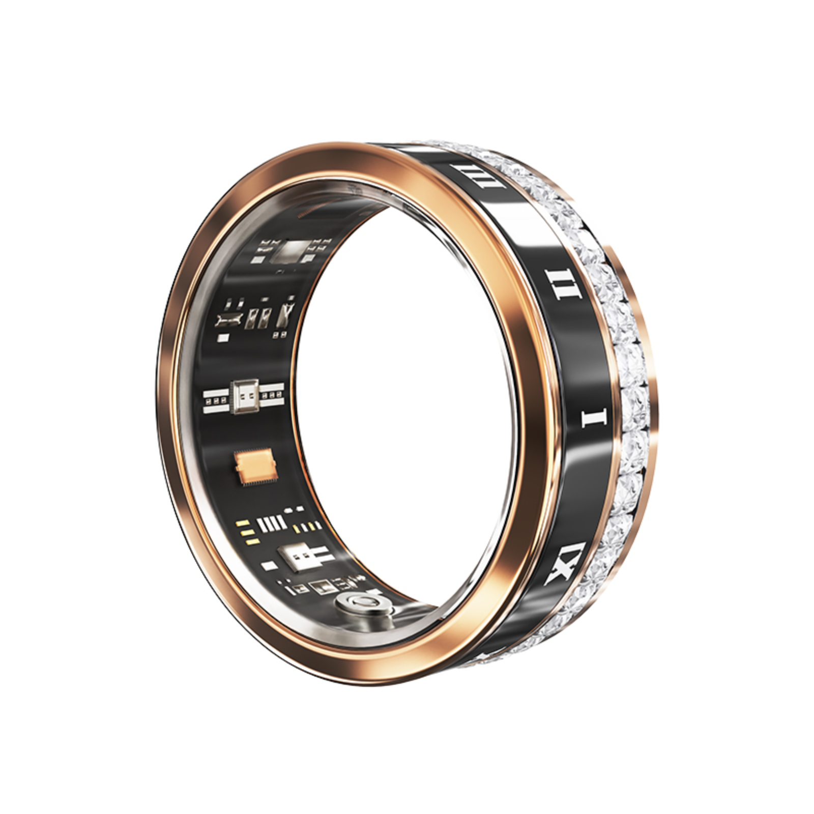 PANGUMART V2 Diamond-encrusted Bluetooth Sleep Heart Rate Monitoring Smart Titanium Steel Ring