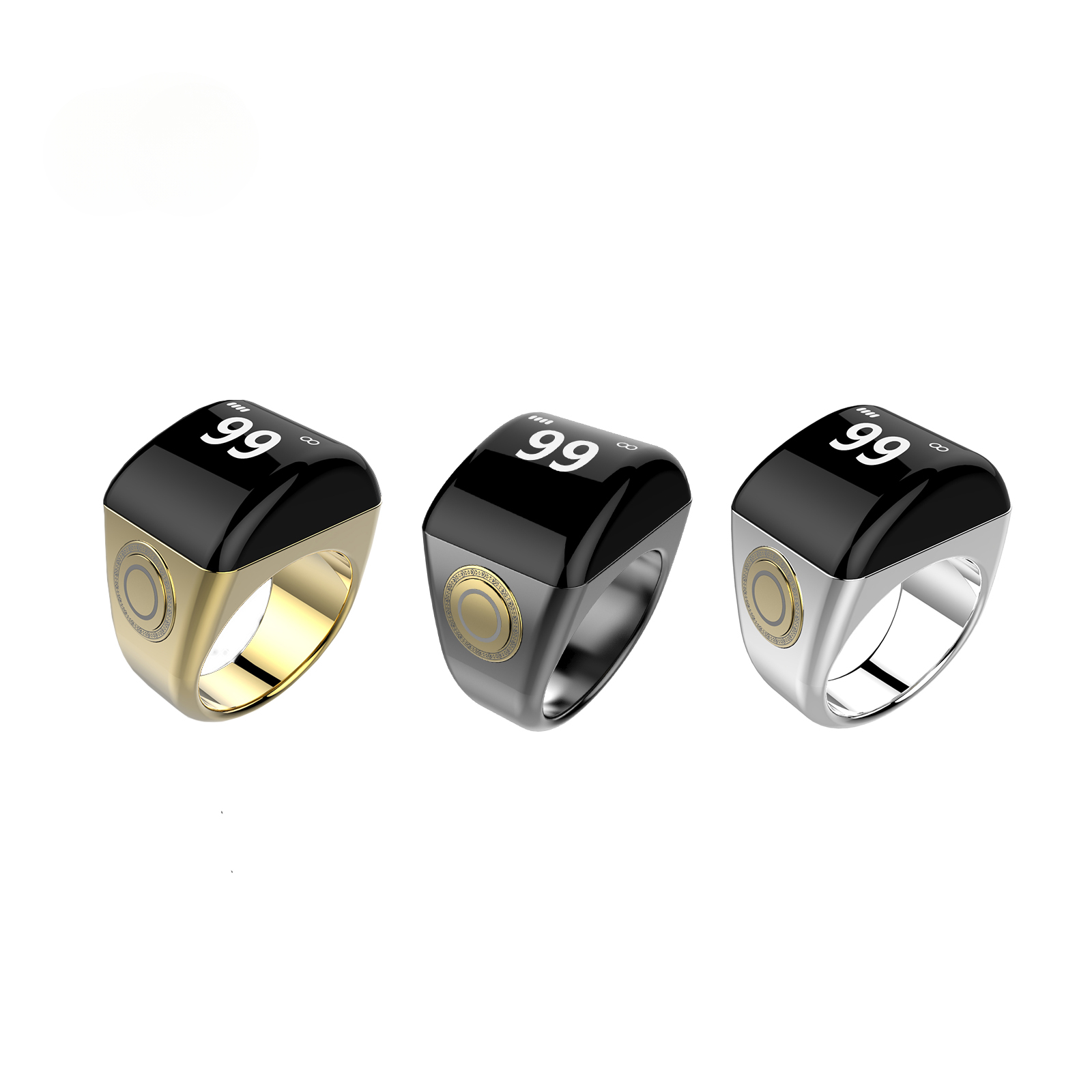 PANGUMART Zinc Alloy Counter with Charging Compartment Bluetooth APP Connection Smart Ring