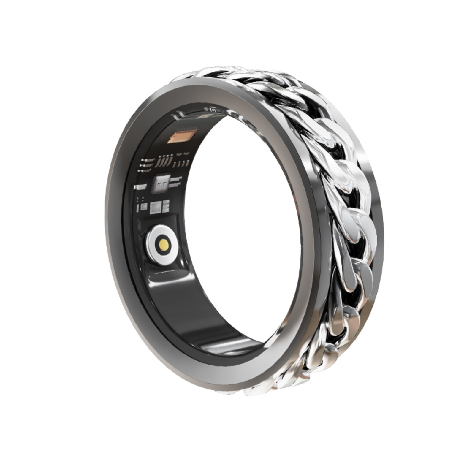 PANGUMART Rotating Stress Relief Men's Trendy Heart Rate Blood Oxygen Health Monitoring Smart Ring