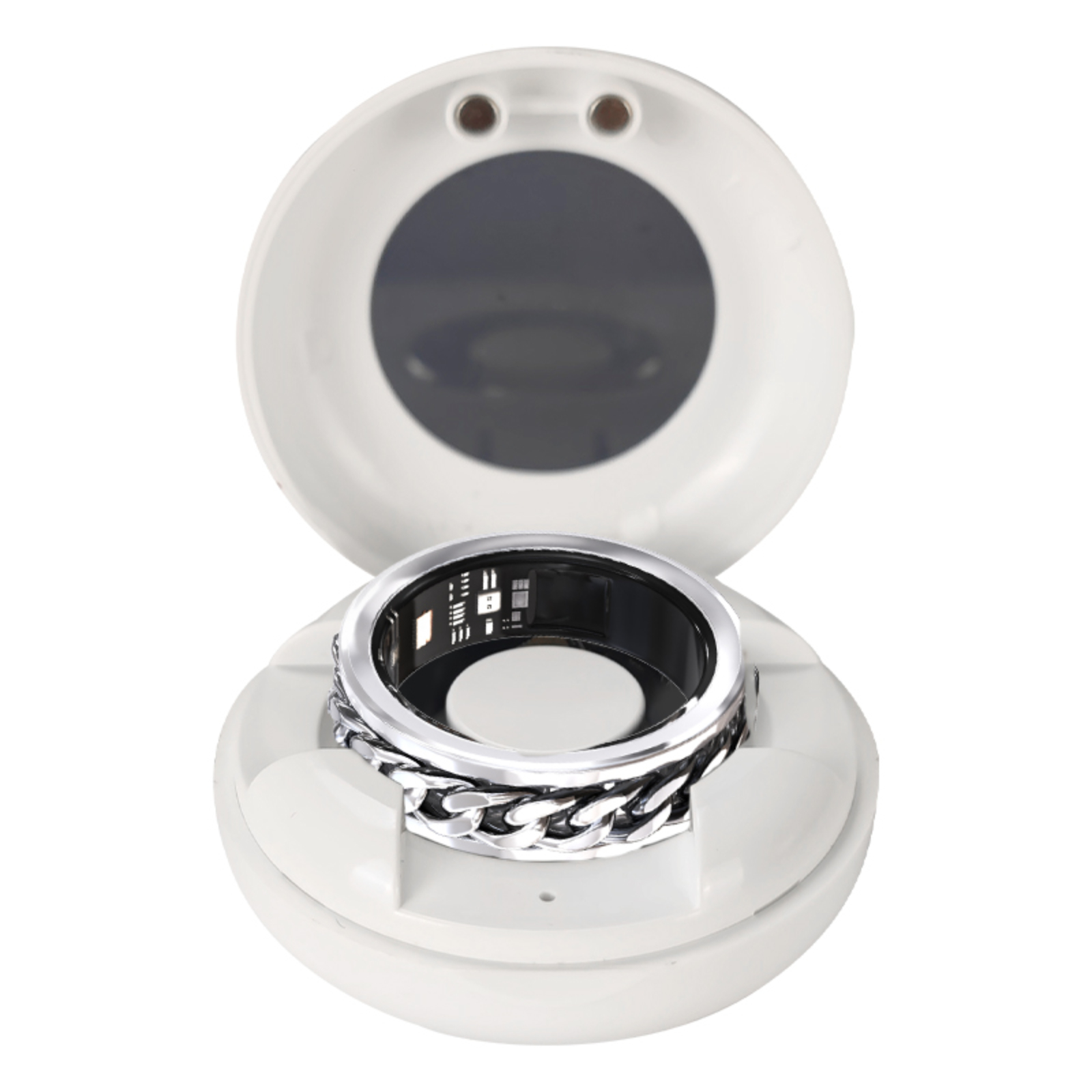 PANGUMART Rotating Stress Relief Men's Trendy Heart Rate Blood Oxygen Health Monitoring Smart Ring