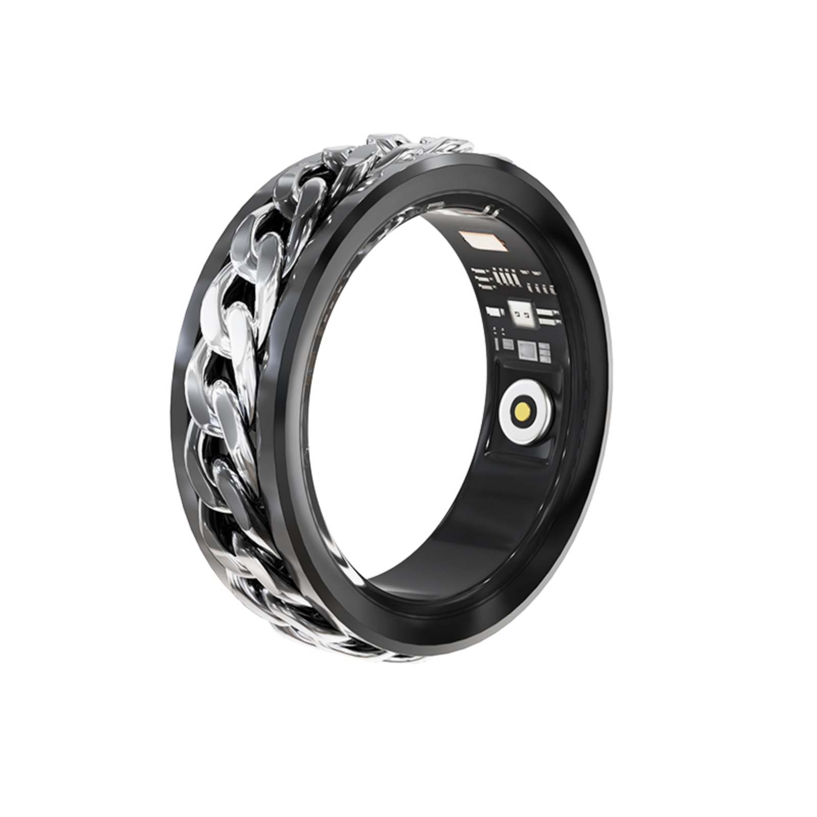 PANGUMART Rotating Stress Relief Men's Trendy Heart Rate Blood Oxygen Health Monitoring Smart Ring