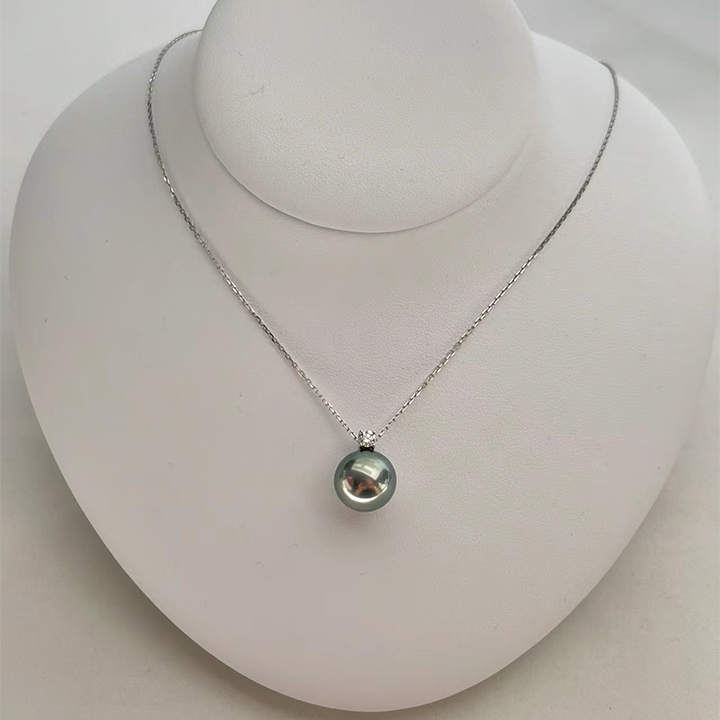 12-14mm Princess Tahitian Pearl & Sasha Diamond Pendant Necklace
