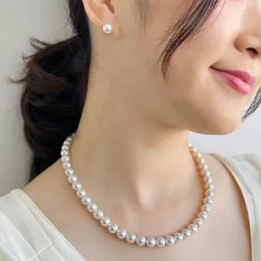 Flower pearl necklace set 8.0-9.0mm -HIGH Quality plus-