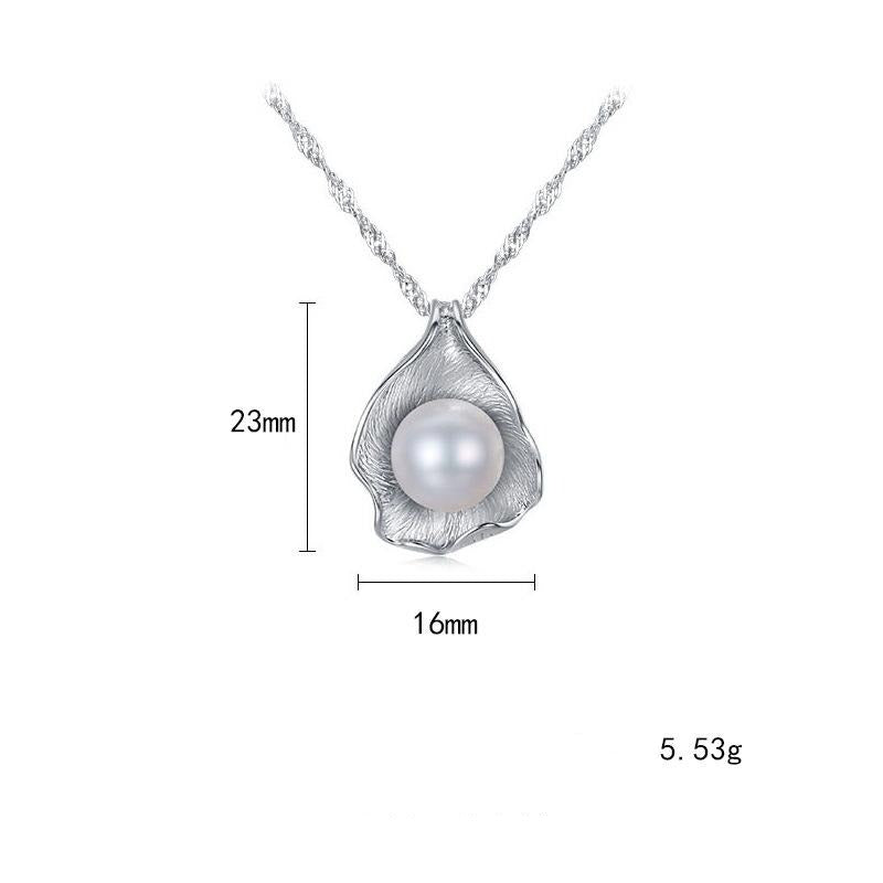 White Gold Unique Freshwater Pearl and Diamond Pendant Necklace