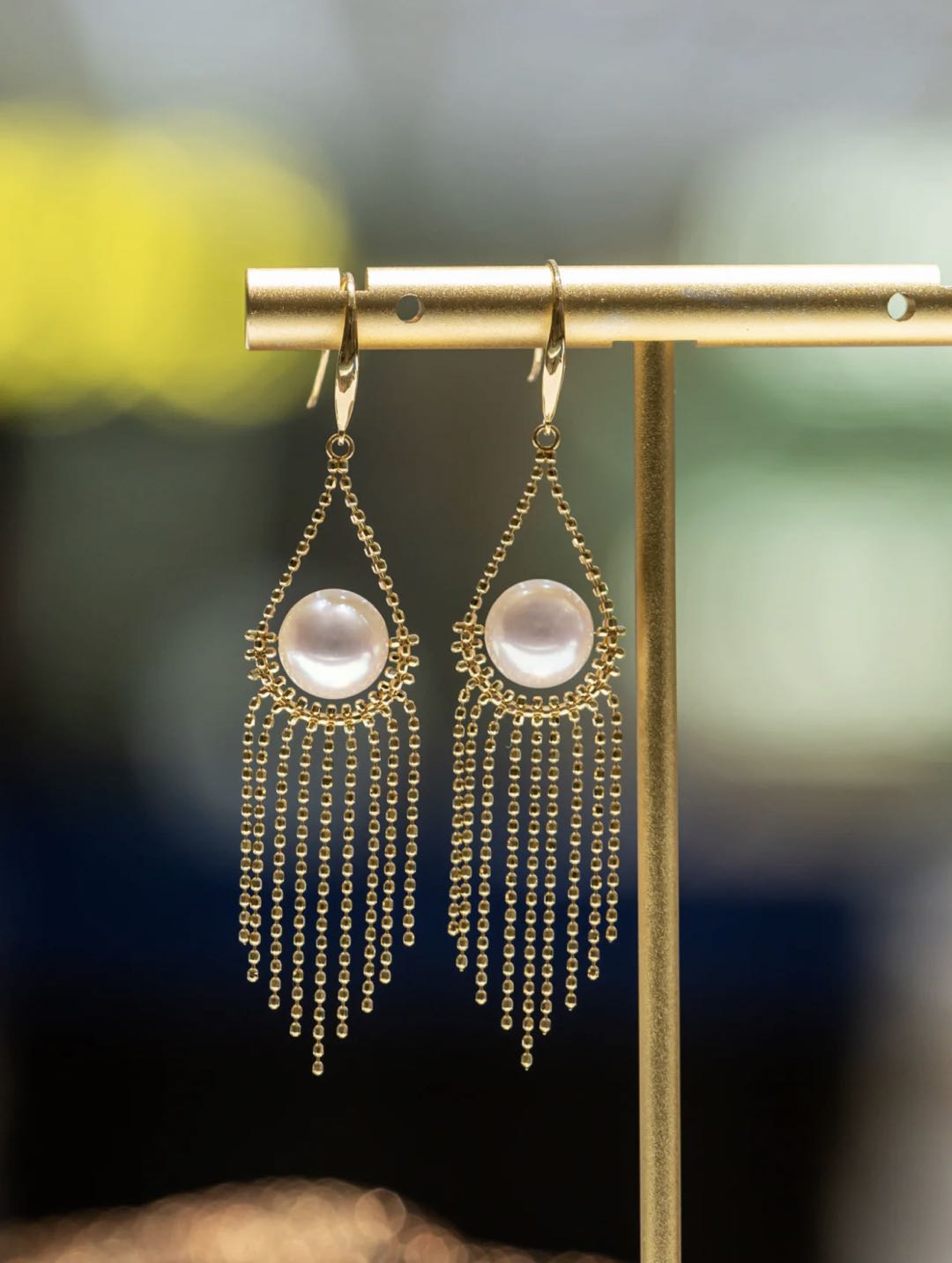 Mysterious Rasia Lace Pearl Earrings | 18k Gold Plated
