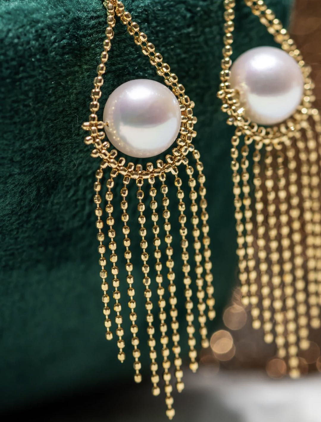 Mysterious Rasia Lace Pearl Earrings | 18k Gold Plated