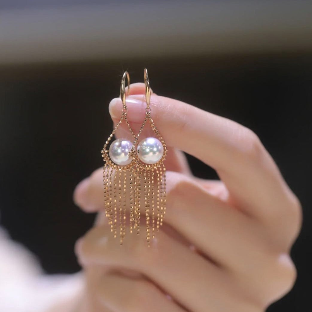 Mysterious Rasia Lace Pearl Earrings | 18k Gold Plated