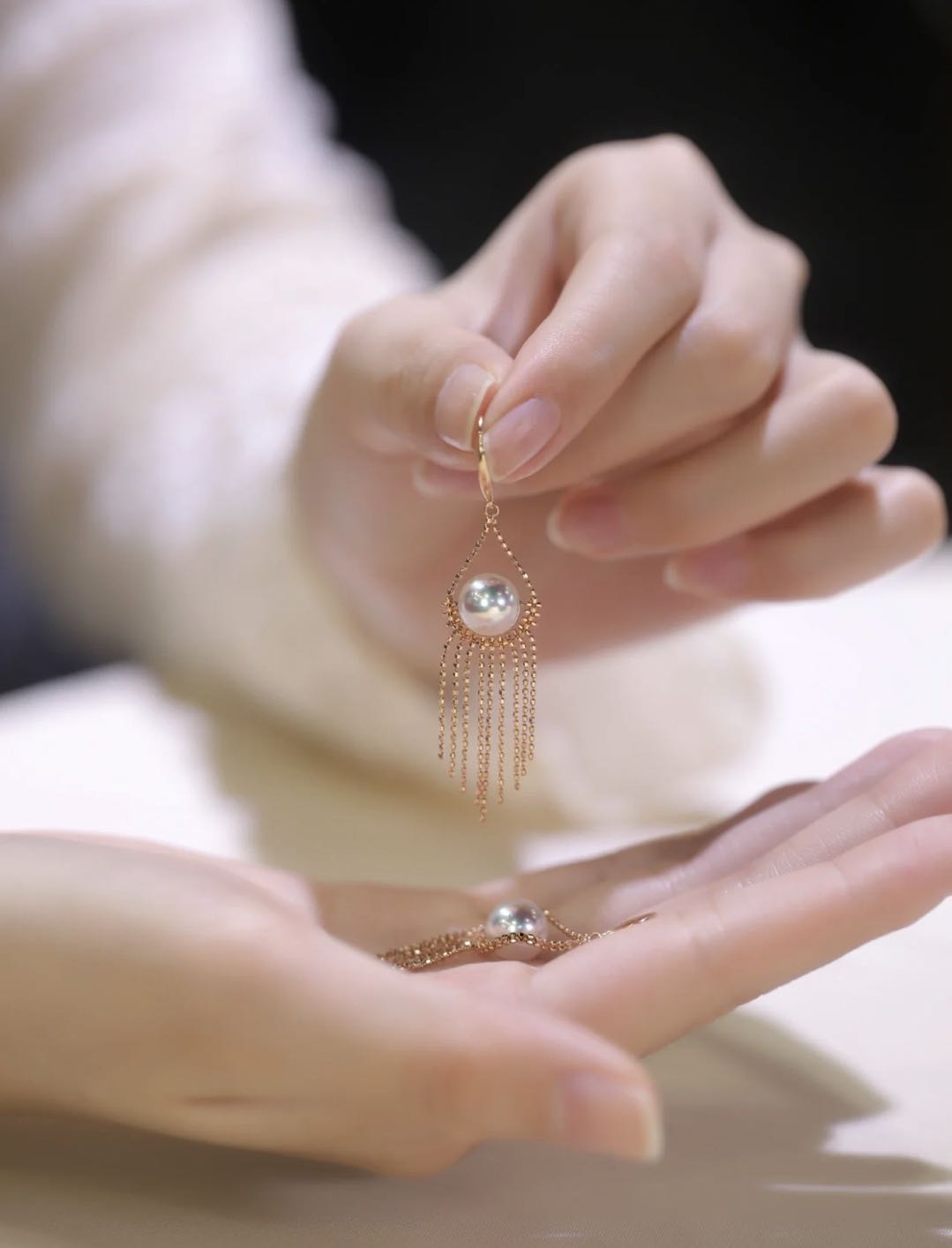 Mysterious Rasia Lace Pearl Earrings | 18k Gold Plated