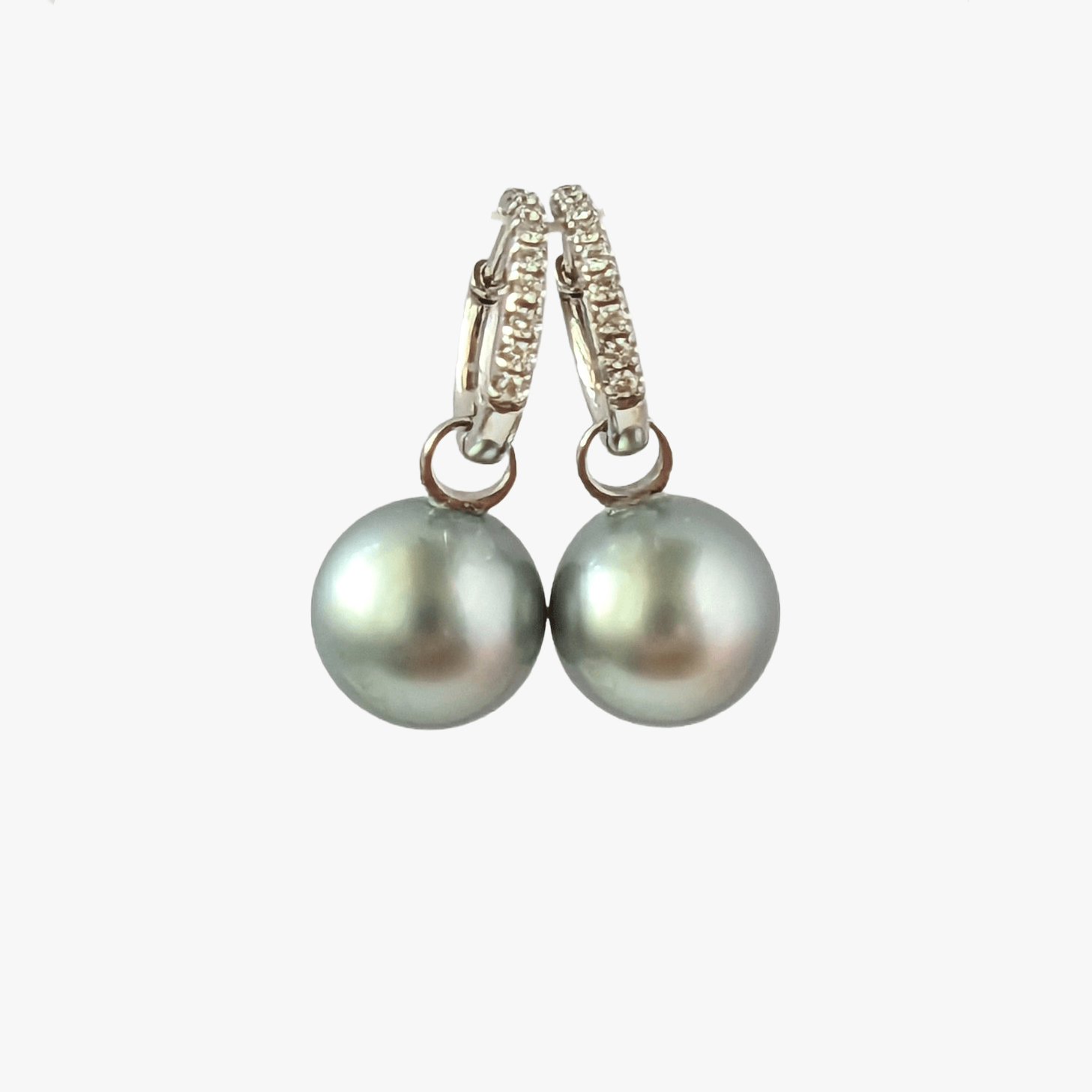 11-12mm Tahitian Pearl Diamonds Drop Earrings