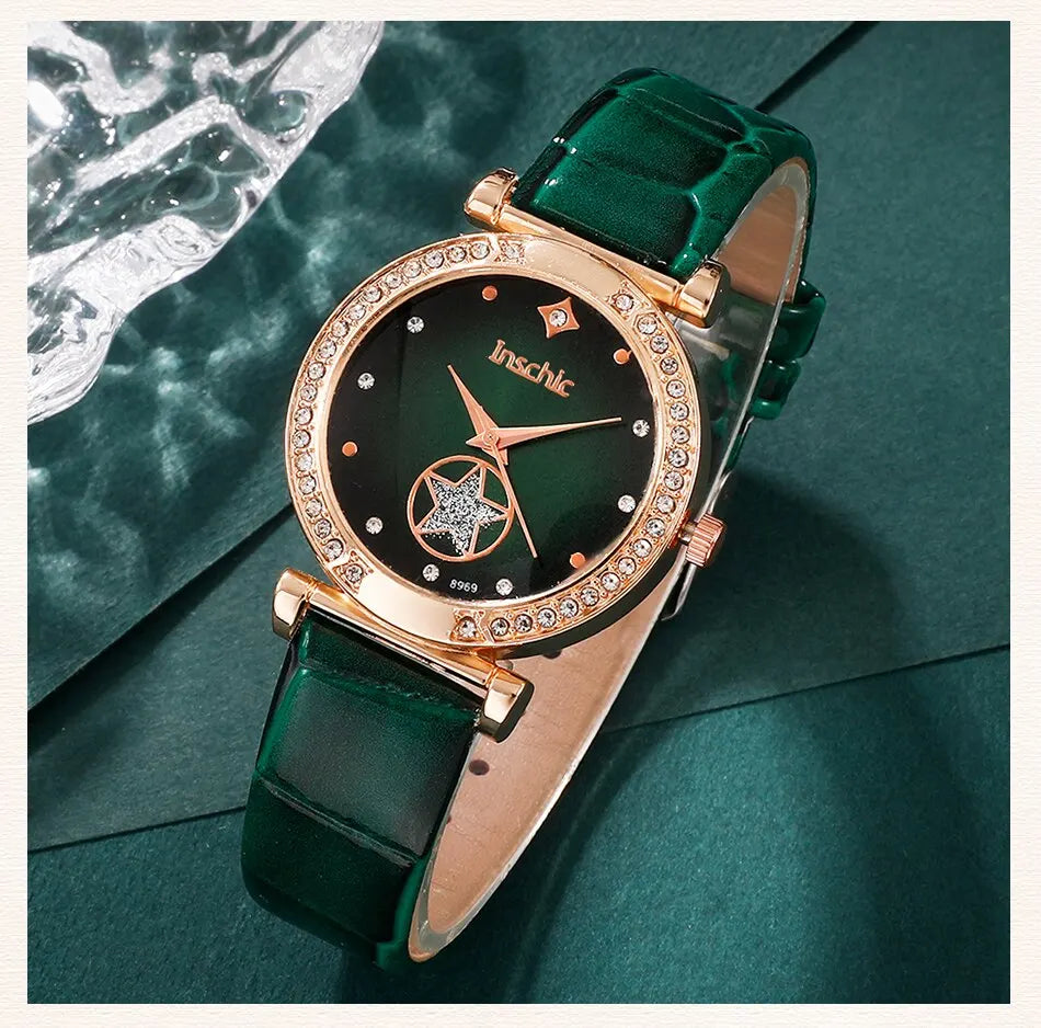 6-Piece Luxury Quartz Watch & Jewelry Set for Women