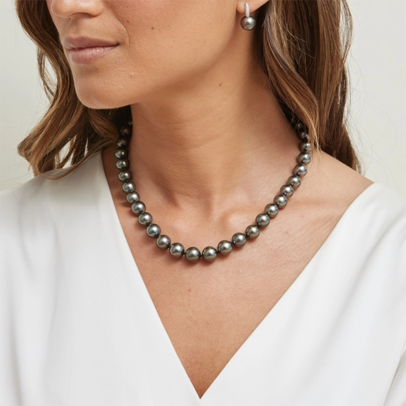 8-10mm Tahitian Black South Sea Pearl Necklace - AAAA Quality