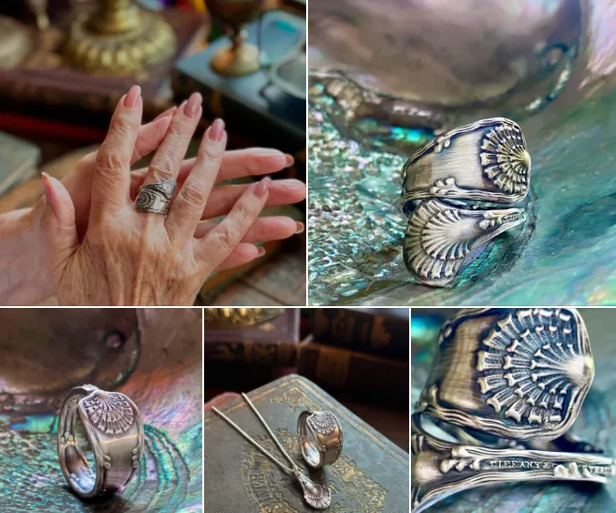 ✨Kézzel készített sterling ezüst kanálgyűrű - Kézzel készített sterling ezüst kanálgyűrű eredeti vintage ezüstből