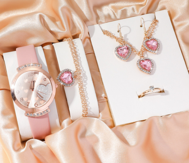 6-Piece Luxury Quartz Watch & Jewelry Set for Women