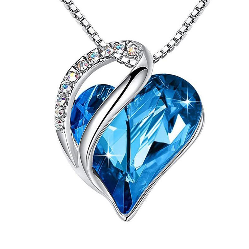 BIRTHSTONE CRYSTALS -Heart of the Ocean Necklace