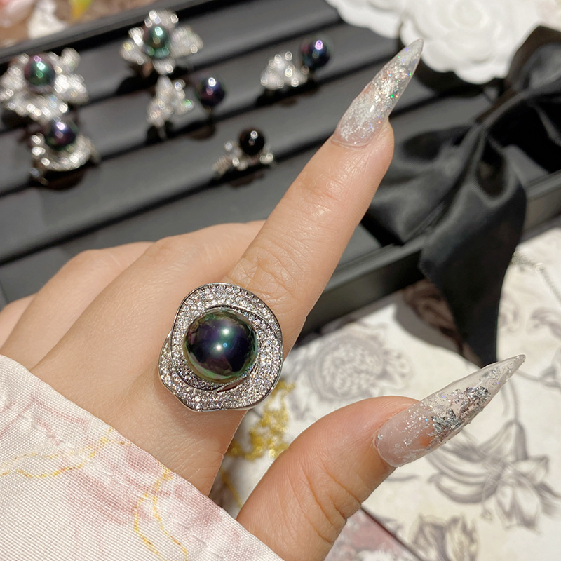 AAAA quality Tahitian pearl ring（adjustable）