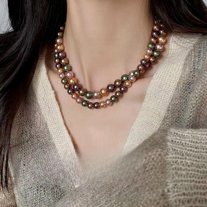 AAAA South China Sea multi-color pearl necklace