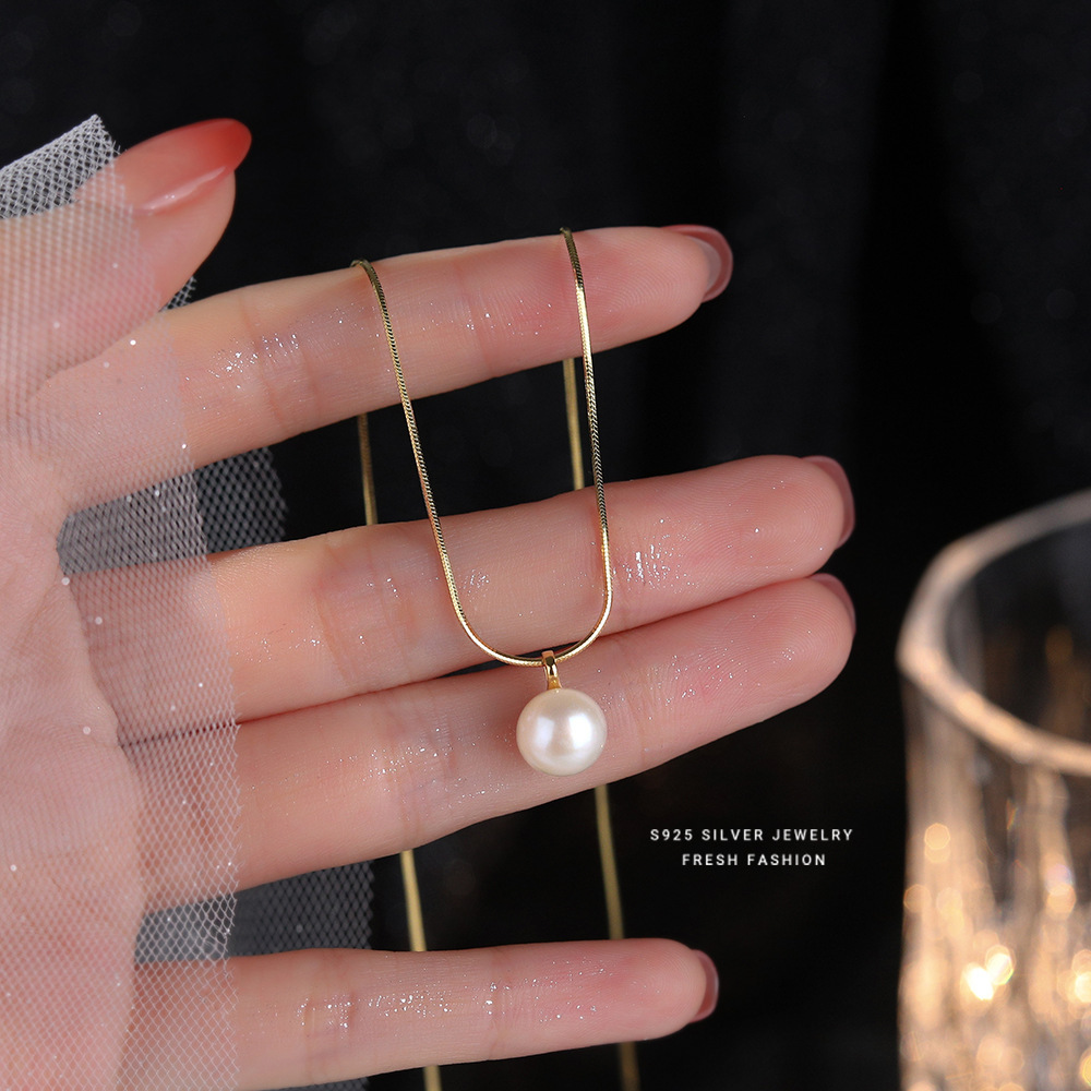 s925 sterling silver "one pearl" necklace