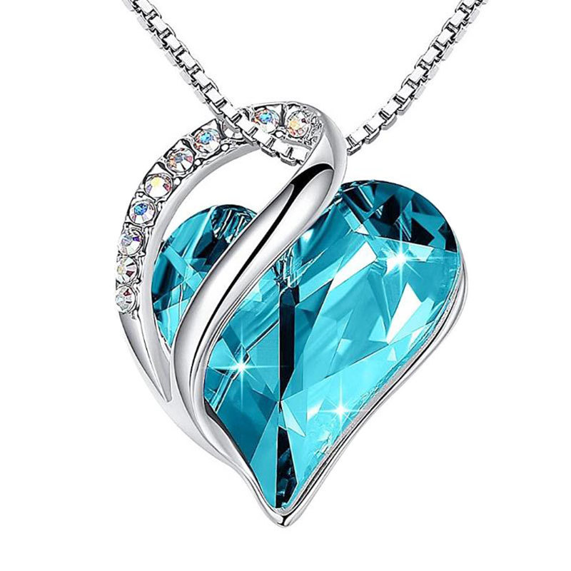 BIRTHSTONE CRYSTALS -Heart of the Ocean Necklace