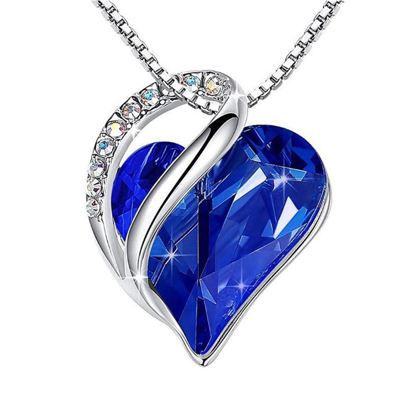 BIRTHSTONE CRYSTALS -Heart of the Ocean Necklace