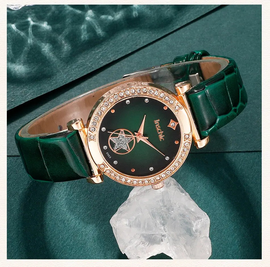 6-Piece Luxury Quartz Watch & Jewelry Set for Women