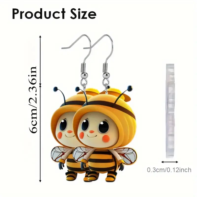 (🔥HOT SALE NOW 49% OFF) -🌻Cute Sunflower & Bee Acrylic Earrings🐝