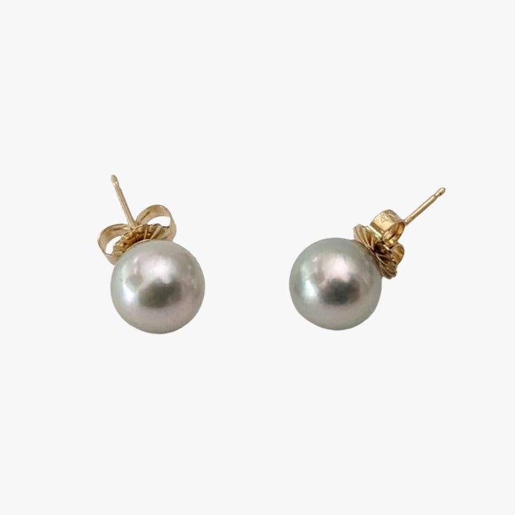 7.5-8.0mm Blue Akoya Pearl Stud Earrings
