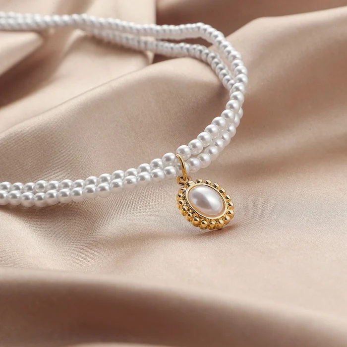 ��45% OFF��PEARL NECKLACE - DOUBLE LAYER